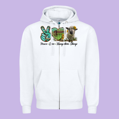 Peace Love Hampshire Sheep Zipper Hoodie Designed By Lillyallendesigns