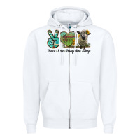 White Peace Love Hampshire Sheep Zipper Hoodie - LillyAllenDesigns