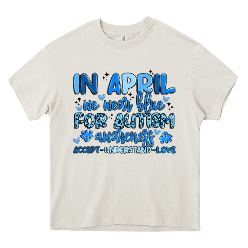 In April We Wear Blue For Autism Awareness Heavy Core Tee by Artiststas | Teevron