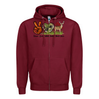 Burgundy Peace Love White Tailed Buck Deer Zipper Hoodie - LillyAllenDesigns