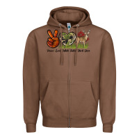 Chestnut Peace Love White Tailed Buck Deer Zipper Hoodie - LillyAllenDesigns