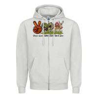 Dove Grey Peace Love White Tailed Buck Deer Zipper Hoodie - LillyAllenDesigns