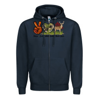 Navy Peace Love White Tailed Buck Deer Zipper Hoodie - LillyAllenDesigns
