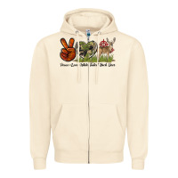 Sandshell Peace Love White Tailed Buck Deer Zipper Hoodie - LillyAllenDesigns