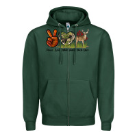 Sports Green Peace Love White Tailed Buck Deer Zipper Hoodie - LillyAllenDesigns