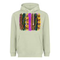 Matcha mardi gras fleur de lis and beads brush stroke Heavyweight Hoodie - Artiststas