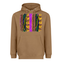Toasted Coconut mardi gras fleur de lis and beads brush stroke Heavyweight Hoodie - Artiststas