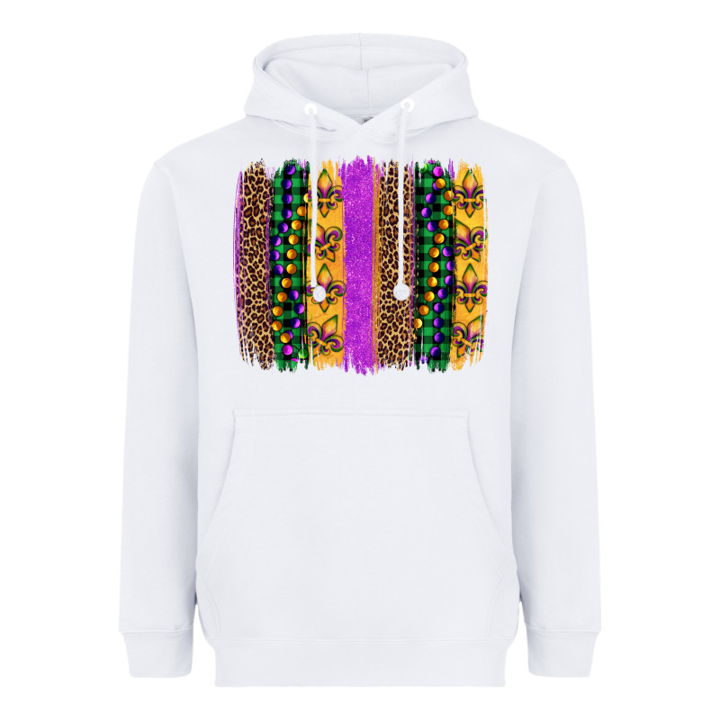 Mardi Gras Fleur De Lis And Beads Brush Stroke Heavyweight Hoodie by Artiststas | Teevron