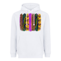 White mardi gras fleur de lis and beads brush stroke Heavyweight Hoodie - Artiststas