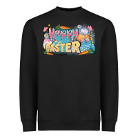 Black Happy Easter Heavyweight Sweatshirt - LillyAllenDesigns