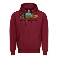 Burgundy Peace Love Leaping Brook Trout Zipper Hoodie - LillyAllenDesigns