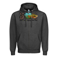 Charcoal Heather Peace Love Leaping Brook Trout Zipper Hoodie - LillyAllenDesigns