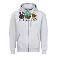 Heather Grey Peace Love Leaping Brook Trout Zipper Hoodie - LillyAllenDesigns