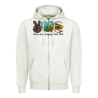 Oatmeal Heather Peace Love Leaping Brook Trout Zipper Hoodie - LillyAllenDesigns