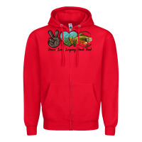 Red Peace Love Leaping Brook Trout Zipper Hoodie - LillyAllenDesigns