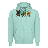 Seafoam Peace Love Leaping Brook Trout Zipper Hoodie - LillyAllenDesigns