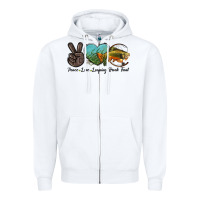 White Peace Love Leaping Brook Trout Zipper Hoodie - LillyAllenDesigns