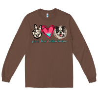 Chestnut Peace Love Boston Terrier Long Sleeve Tee - Jasminsmagicworld