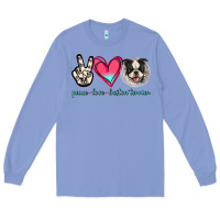 Colony Blue Peace Love Boston Terrier Long Sleeve Tee - Jasminsmagicworld