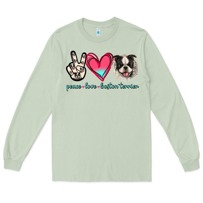 Peace Love Boston Terrier Long Sleeve Tee by Jasminsmagicworld | Teevron