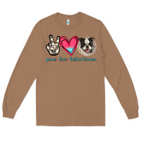 Toasted Coconut Peace Love Boston Terrier Long Sleeve Tee - Jasminsmagicworld