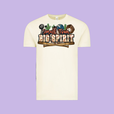 Small Town Big Spirit Baseball Vintage Tee Designed By Howdyjamesfarm