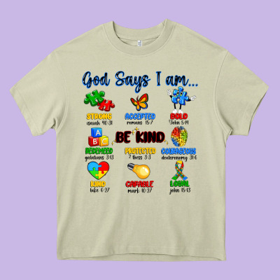 God Says I Am Autism Heavy Core Tee Designed By Artiststas