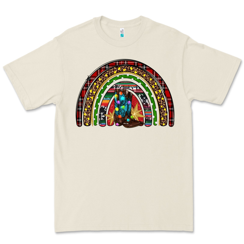 Christmas Cowboy Boots Rainbow Premium Tee by RanaPortraitStore | Teevron