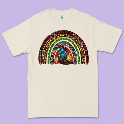 Christmas Cowboy Boots Rainbow Premium Tee Designed By Ranaportraitstore