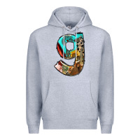 Heather Grey farm life alphabet lowercase letters g Premium Hoodie - BundleAndBundleShop