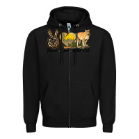 Black Peace Love Wild cat Zipper Hoodie - LillyAllenDesigns