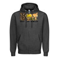 Charcoal Heather Peace Love Wild cat Zipper Hoodie - LillyAllenDesigns