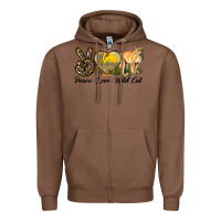 Chestnut Peace Love Wild cat Zipper Hoodie - LillyAllenDesigns