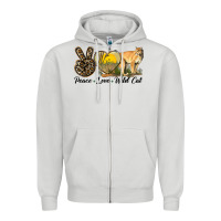 Dove Grey Peace Love Wild cat Zipper Hoodie - LillyAllenDesigns