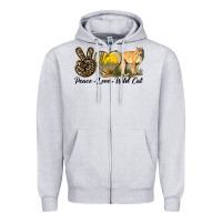Heather Grey Peace Love Wild cat Zipper Hoodie - LillyAllenDesigns