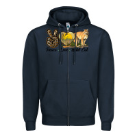 Navy Peace Love Wild cat Zipper Hoodie - LillyAllenDesigns