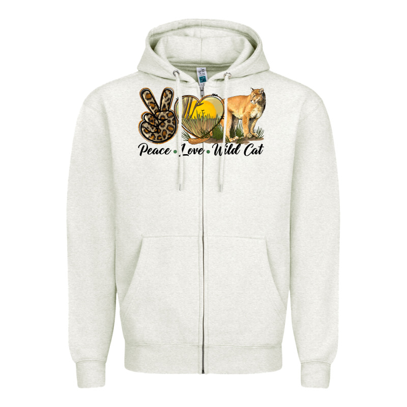 Peace Love Wild Cat Zipper Hoodie by LillyAllenDesigns | Teevron