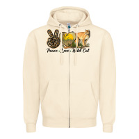 Sandshell Peace Love Wild cat Zipper Hoodie - LillyAllenDesigns