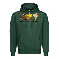 Sports Green Peace Love Wild cat Zipper Hoodie - LillyAllenDesigns
