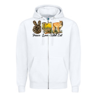 White Peace Love Wild cat Zipper Hoodie - LillyAllenDesigns