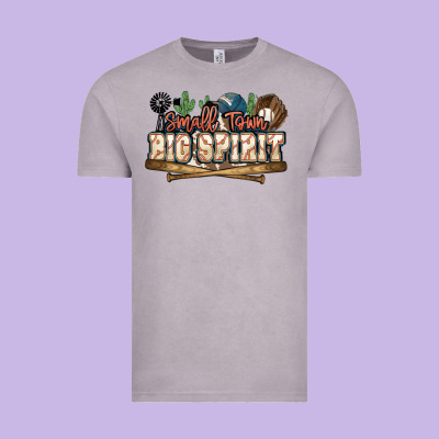 Small Town Big Spirit Baseball Vintage Tee Designed By Howdyjamesfarm