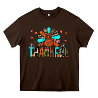 Chocolate Brown thankful turkey Heavy Core Tee - JahusDesignShop