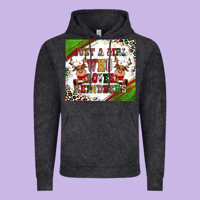 Just A Girl Who Loves Reindeer Vintage Hoodie Designed By Cowgirlartshop