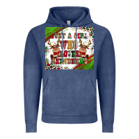 Vintage Denim just a girl who loves reindeer Vintage Hoodie - CowGirlArtShop
