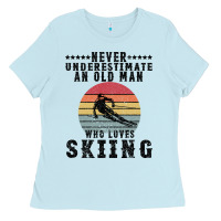 Baby Blue Never Underestimate An Old Man Who Loves Skiing Ladies Tee - Bettercallsaul