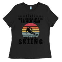 Black Never Underestimate An Old Man Who Loves Skiing Ladies Tee - Bettercallsaul