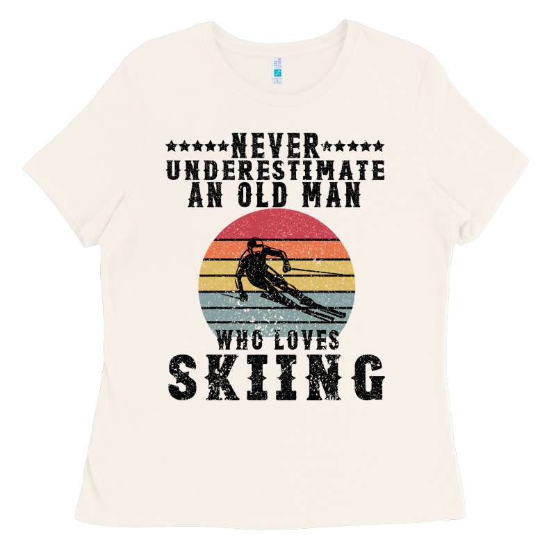 Never Underestimate An Old Man Who Loves Skiing Ladies Tee by Bettercallsaul | Teevron