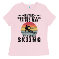 Bubblegum Pink Never Underestimate An Old Man Who Loves Skiing Ladies Tee - Bettercallsaul