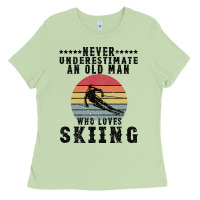 Matcha Never Underestimate An Old Man Who Loves Skiing Ladies Tee - Bettercallsaul