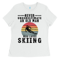 White Never Underestimate An Old Man Who Loves Skiing Ladies Tee - Bettercallsaul